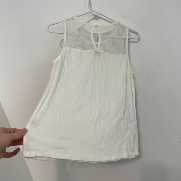 PIXLEY STITCH FIX STITCHFIX Solid White / Ivory ish Mixed Media Crochet Tank Top - Picture 11 of 11